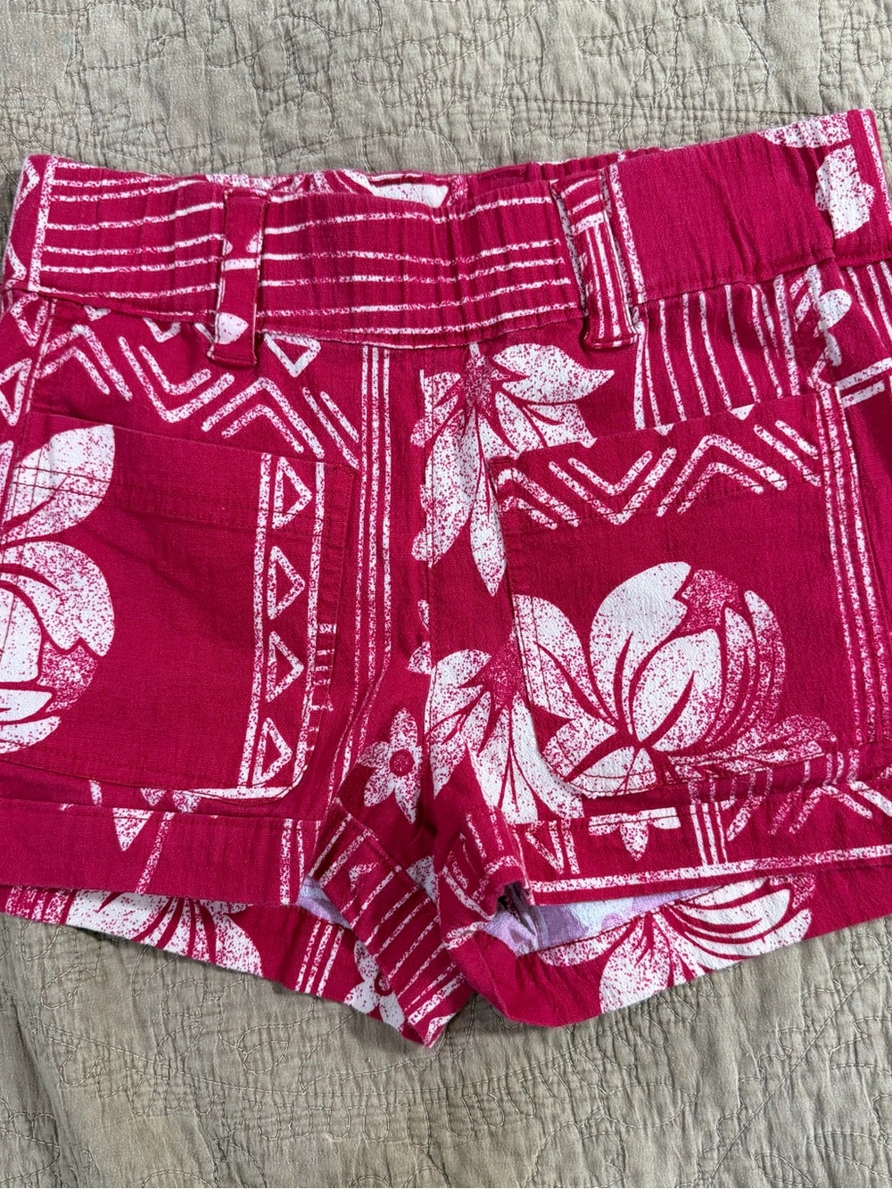 Free People Hot Pink Tropical Print High Waist Shorts NWOT